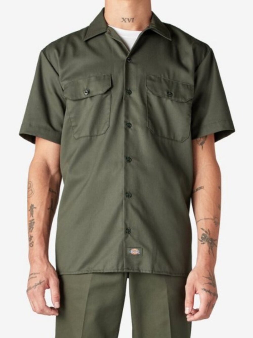Dickies Dark Green Button Up Short Sleeve Shirt